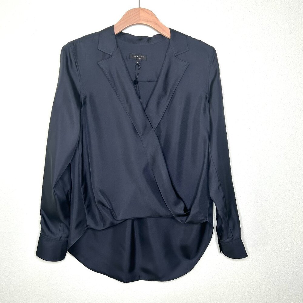Rag & Bone Dean Silk Blouse in Black Size S *NWT*